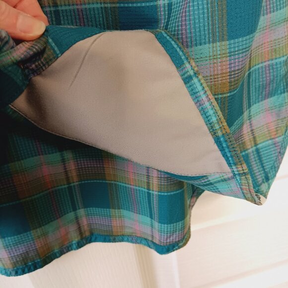 Duluth Trading Co Women's Teal Plaid Short Sleeve Breezeshooter Shirt Size S - Picture 8 of 16